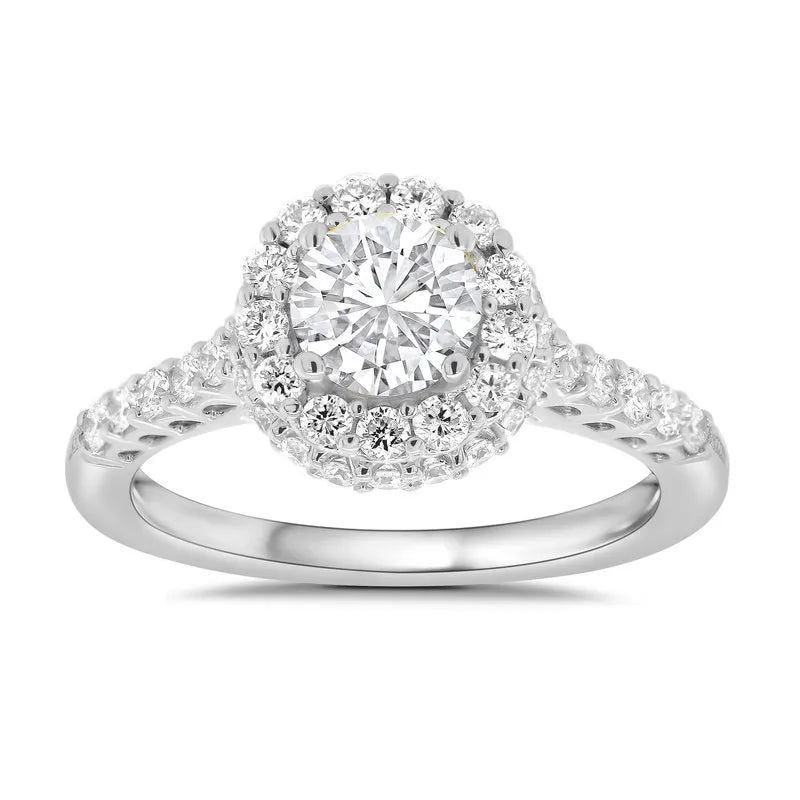 Round Double Halo Engagement Ring