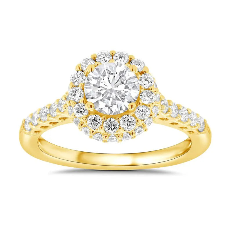 Round Double Halo Engagement Ring