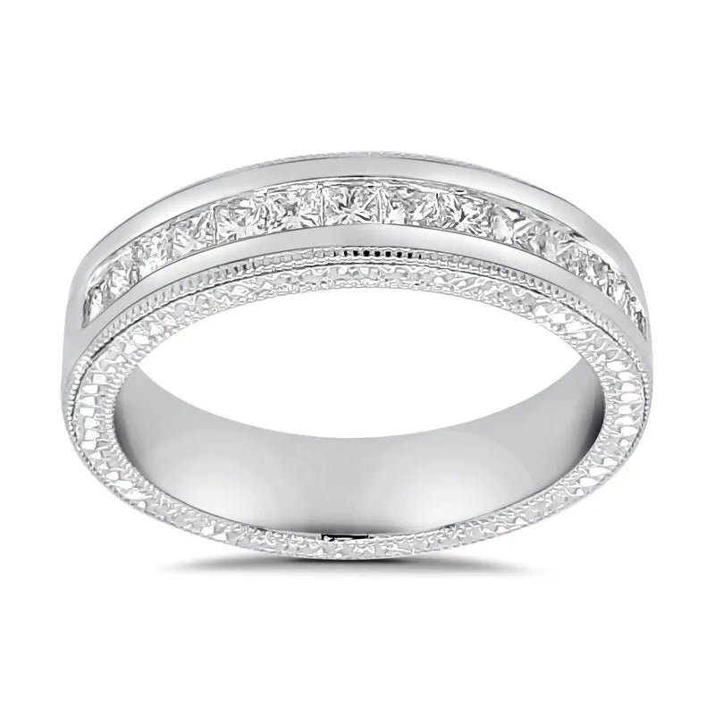 Channel Set Princess Cut Diamond Vintage Wedding Ring