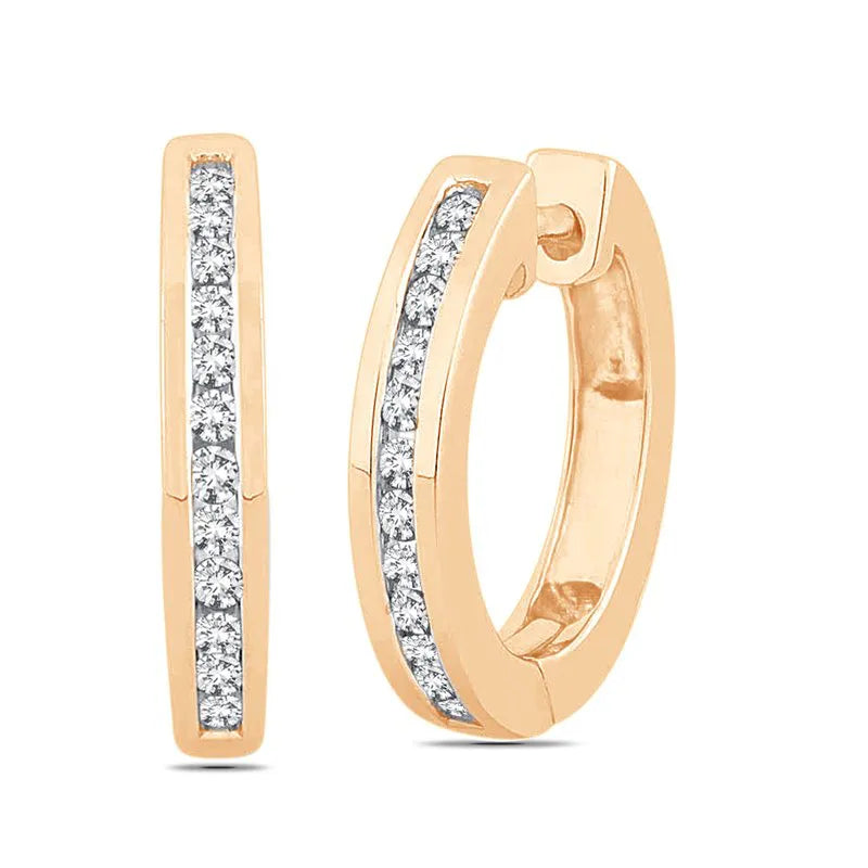 Channel Set Diamond Hoops