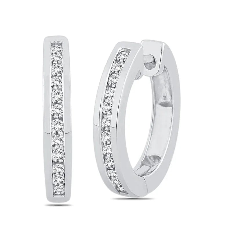 Channel Set Diamond Hoops