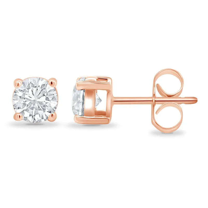 4-Claw Round Brilliant Cut Diamond Studs
