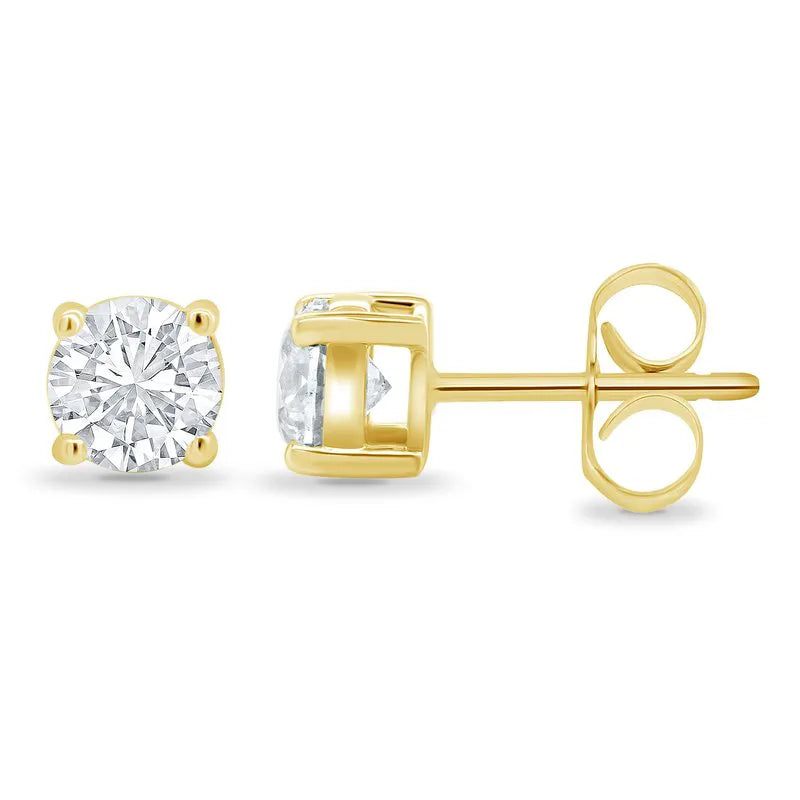 4-Claw Round Brilliant Cut Diamond Studs