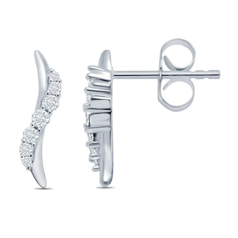 Twisted Lines Diamond Stud Earring