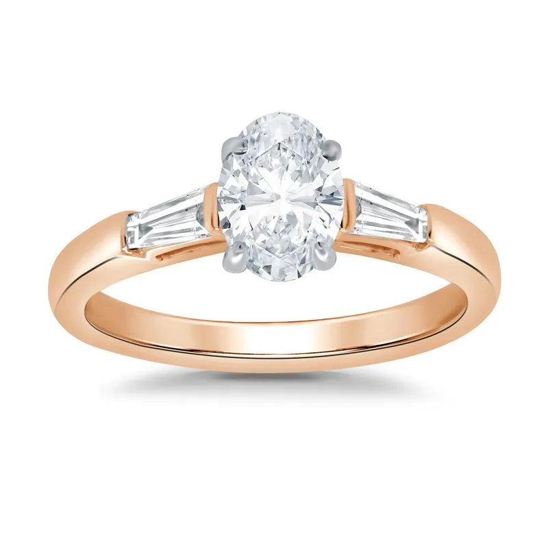 Oval Baguette Trilogy Engagement Ring