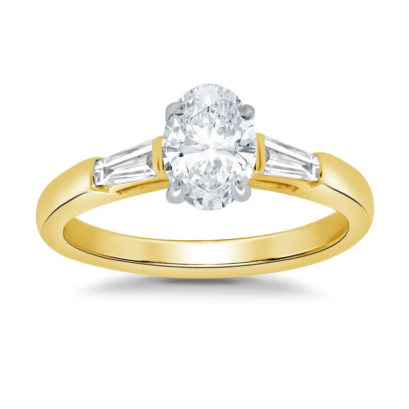 Oval Baguette Trilogy Engagement Ring