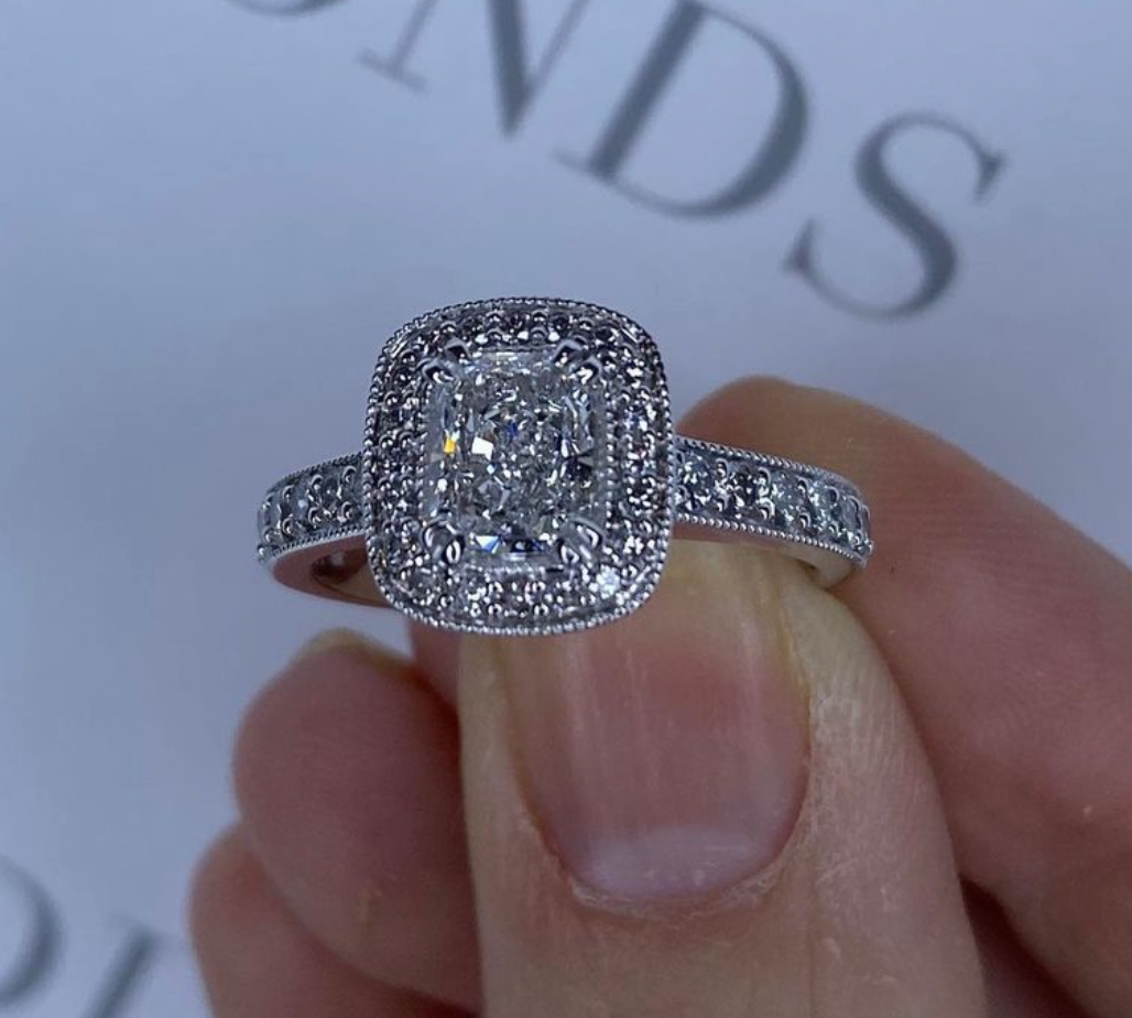 Radiant Lola Halo Diamond Engagement Ring