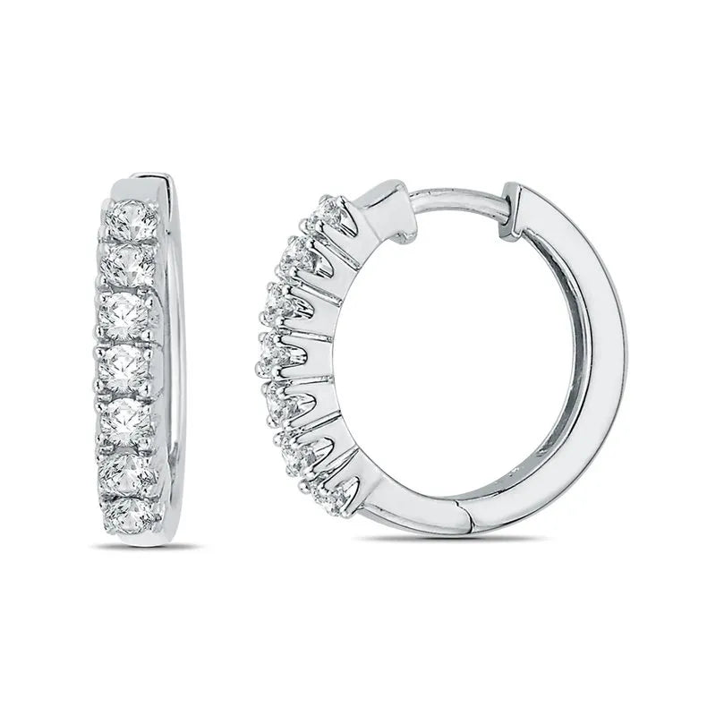 Round Brilliant Cut Diamond Prong Set Hoops