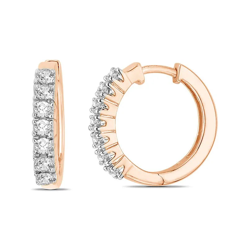 Round Brilliant Cut Diamond Prong Set Hoops