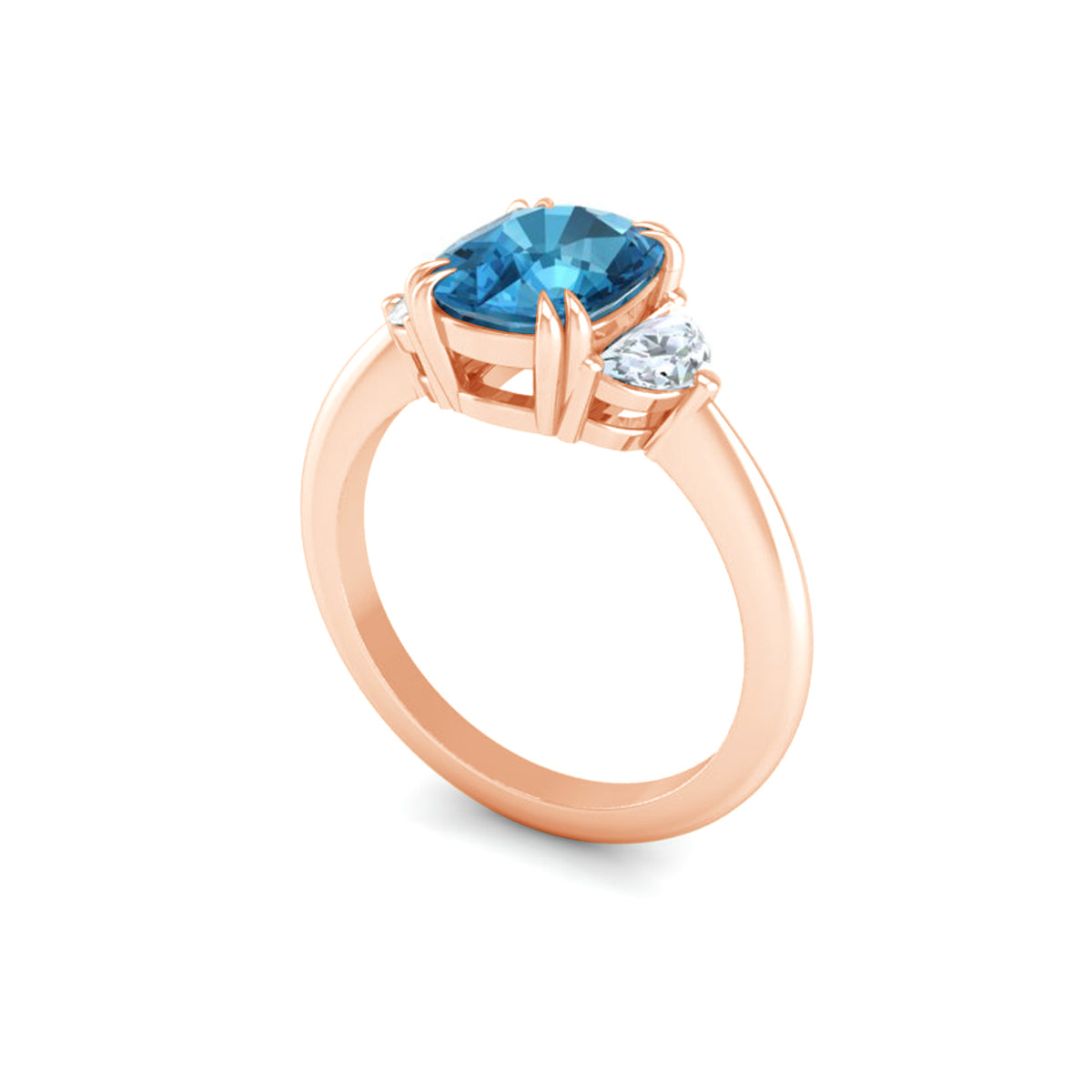 Lyra Cushion Cut Sapphire Half Moon Engagement Ring