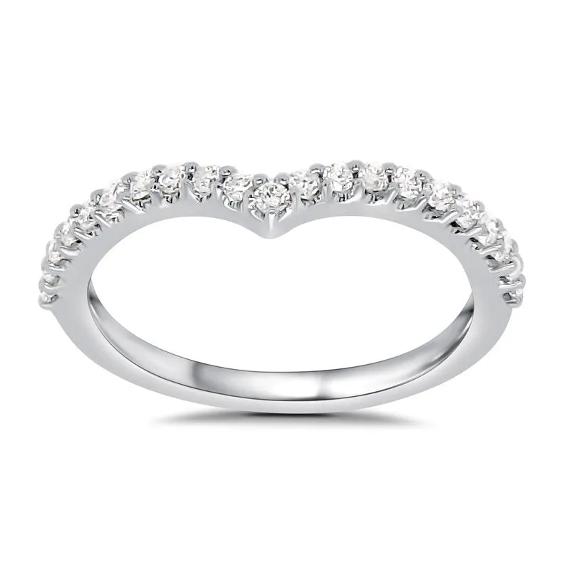 Curved Diamond Prong Set Wedding Ring