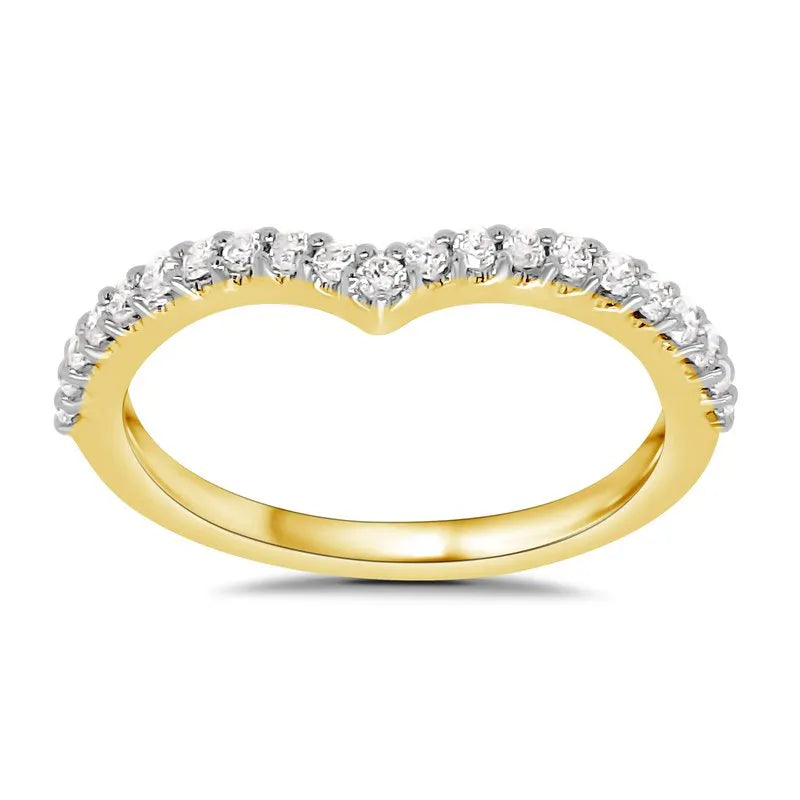 Curved Diamond Prong Set Wedding Ring