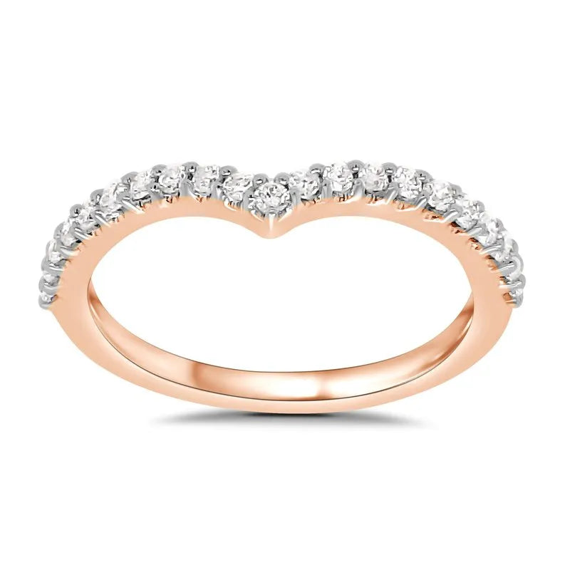 Curved Diamond Prong Set Wedding Ring