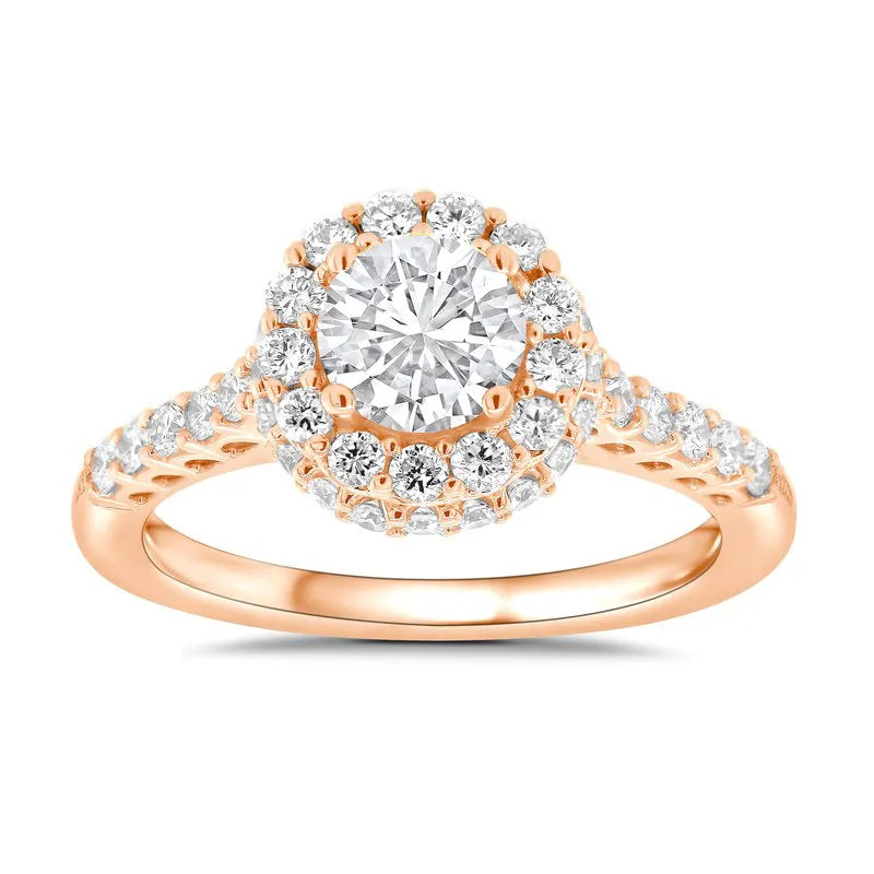 Round Double Halo Engagement Ring