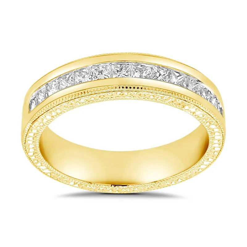 Channel Set Princess Cut Diamond Vintage Wedding Ring
