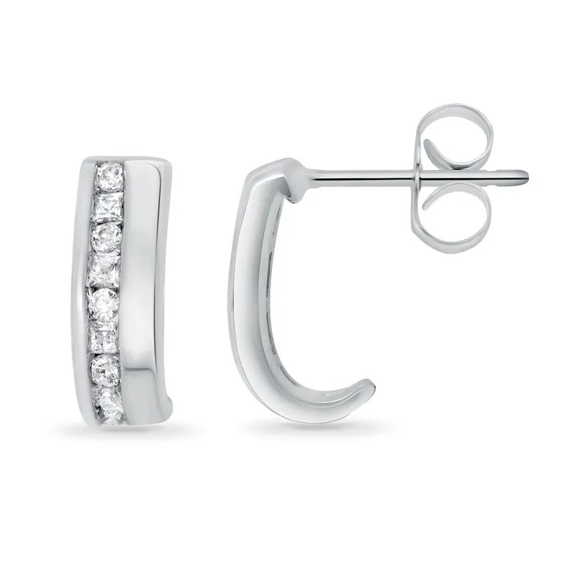 Channel Set Mixed Diamond Drop Earrings