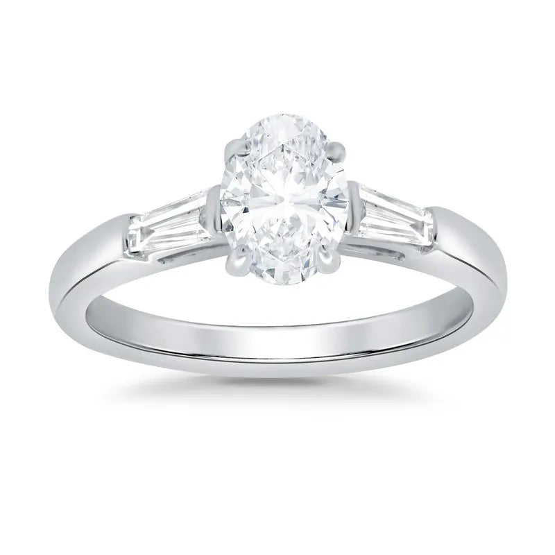 Oval Baguette Trilogy Engagement Ring