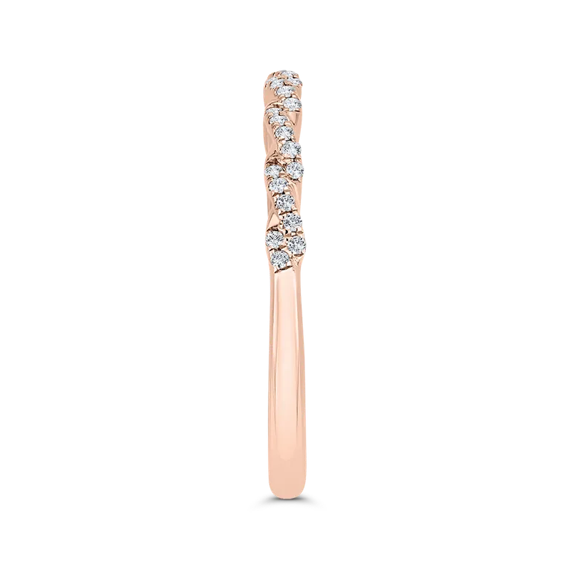Round Brilliant cut Diamond Prong Set Twisted Wedding Band