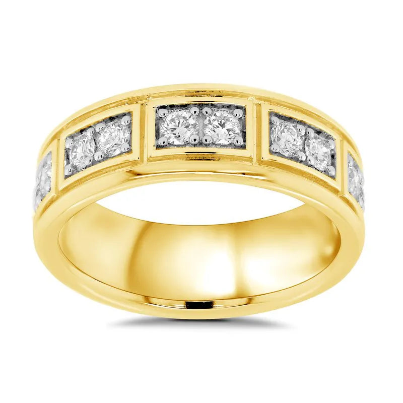 Mens Diamond Set Square Wedding Ring