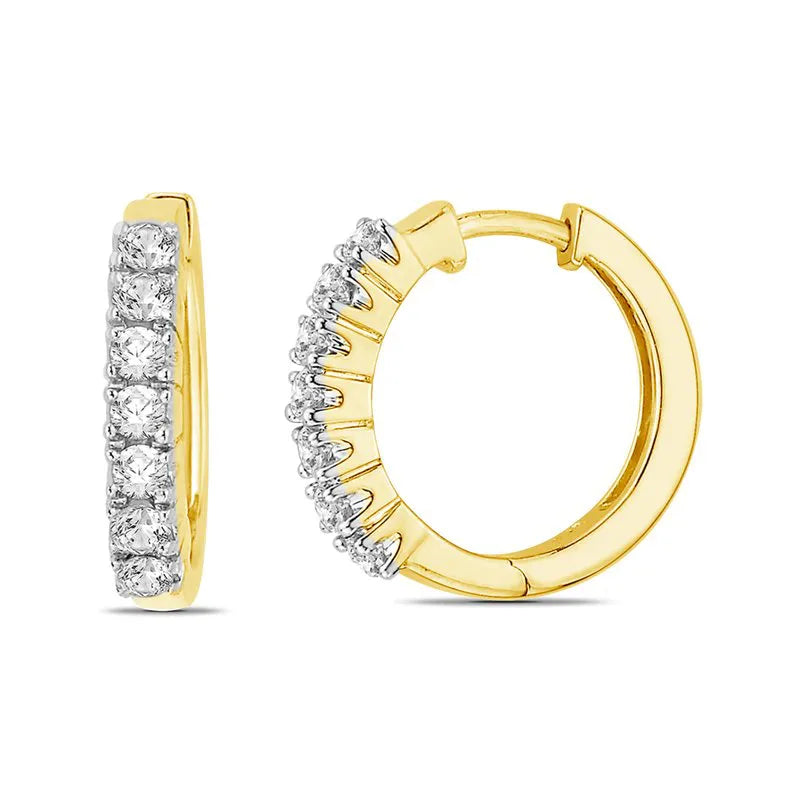 Round Brilliant Cut Diamond Prong Set Hoops