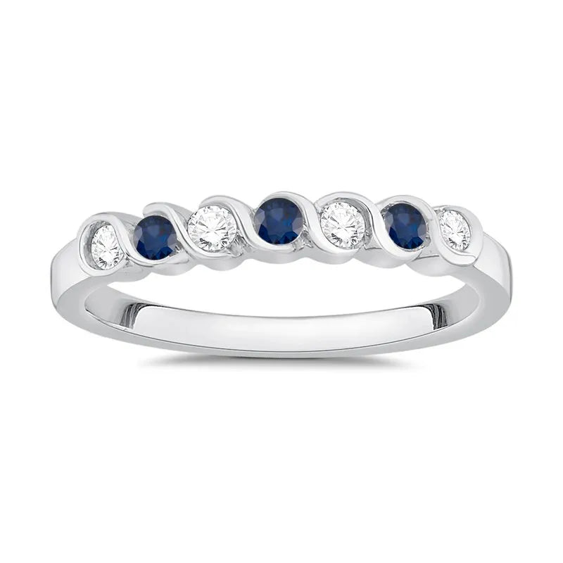 Bezel Sapphire and Diamond Wedding Ring